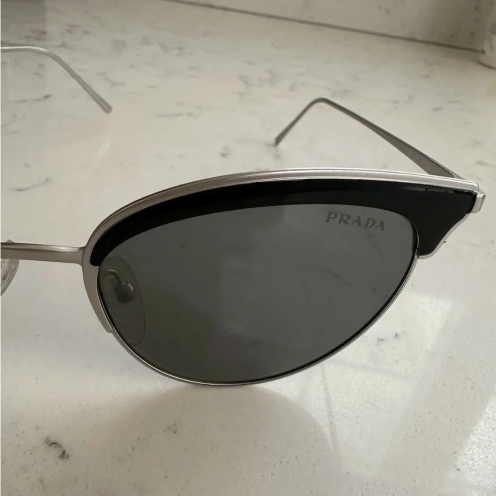 Prada Black and Silver Cat-Eye Sunglasses - Picture 2 of 13